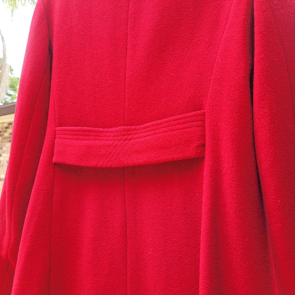 Scarcely-worn red wool winter coat by Fleet Street - Picture 4 of 6